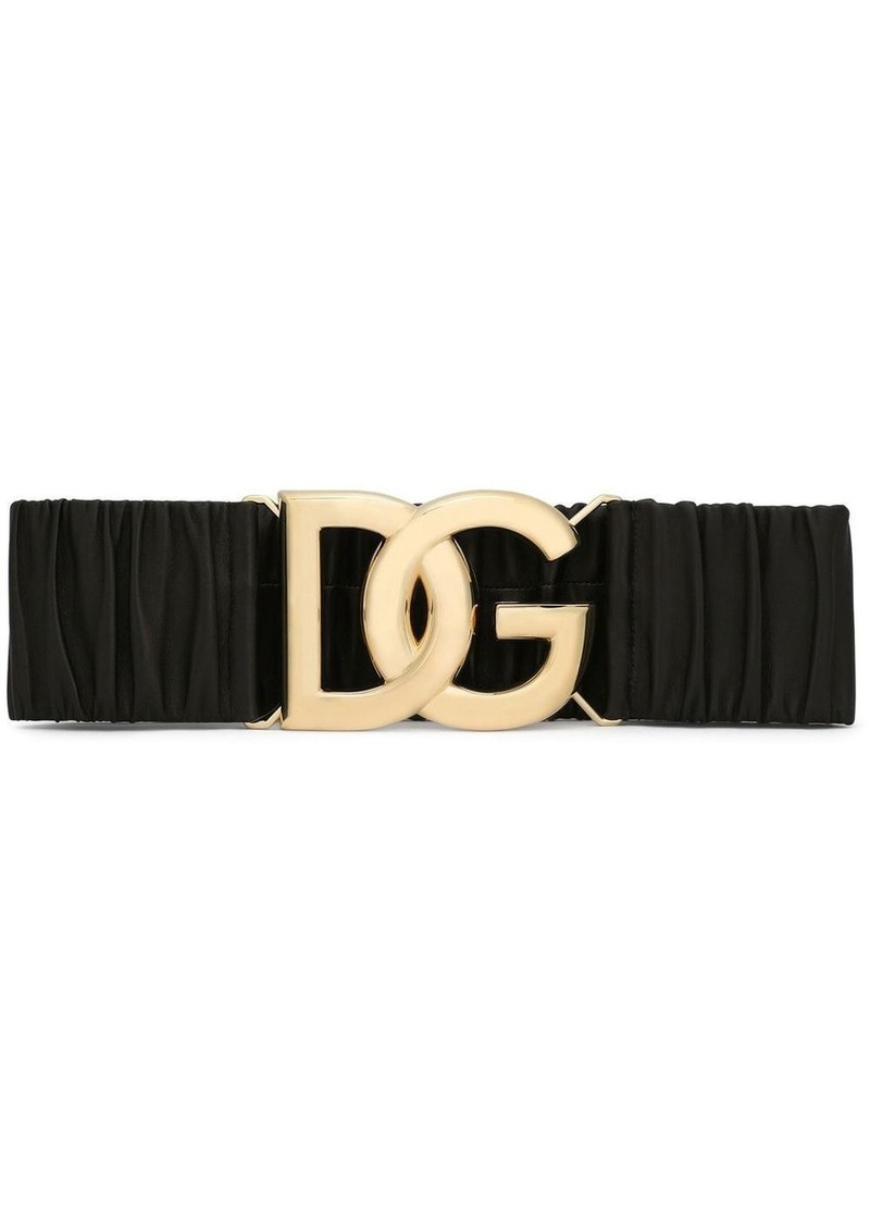 Dolce & Gabbana DG-logo ruched leather belt