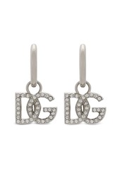 Dolce & Gabbana logo-charm polished hoop earrings