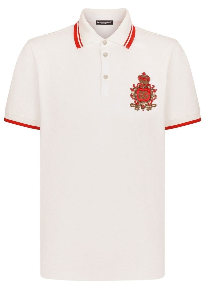 Dolce & Gabbana heraldic-patch piqué polo shirt