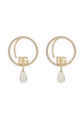 Dolce & Gabbana DG-logo pearl-embellished hoop earrings