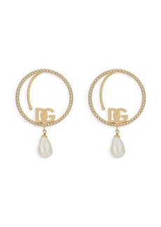 Dolce & Gabbana DG-logo pearl-embellished hoop earrings