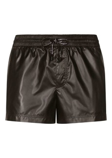 Dolce & Gabbana logo-drawstring faux-leather swim shorts