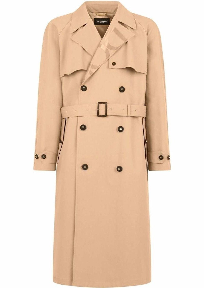 Dolce & Gabbana logo-embellished belted trench coat