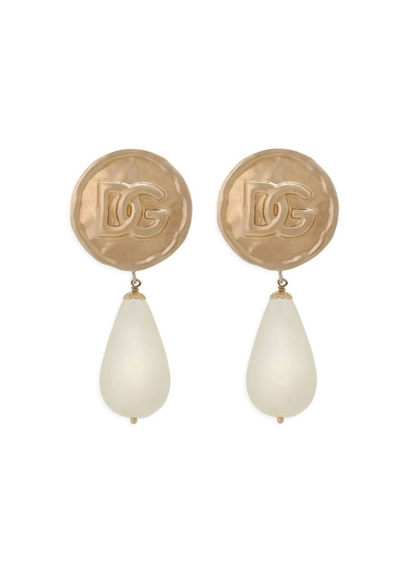 Dolce & Gabbana logo-embossed drop earrings