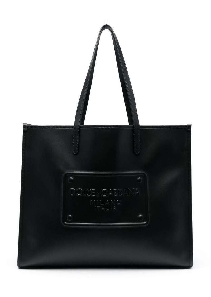 Dolce & Gabbana logo-embossed leather tote bag