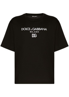 Dolce & Gabbana logo-embroidered cotton T-shirt