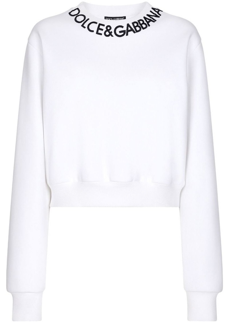 Dolce & Gabbana logo-embroidered cropped sweatshirt