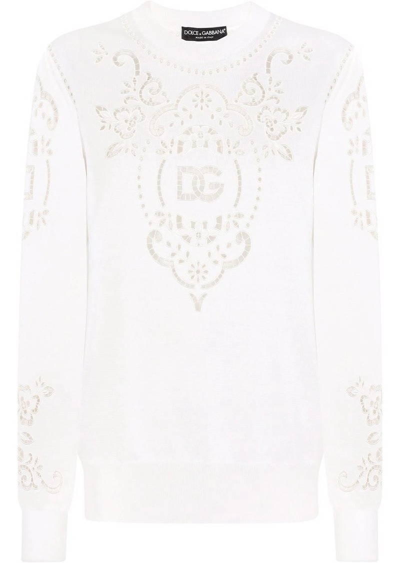 Dolce & Gabbana openwork-embroidery silk jumper