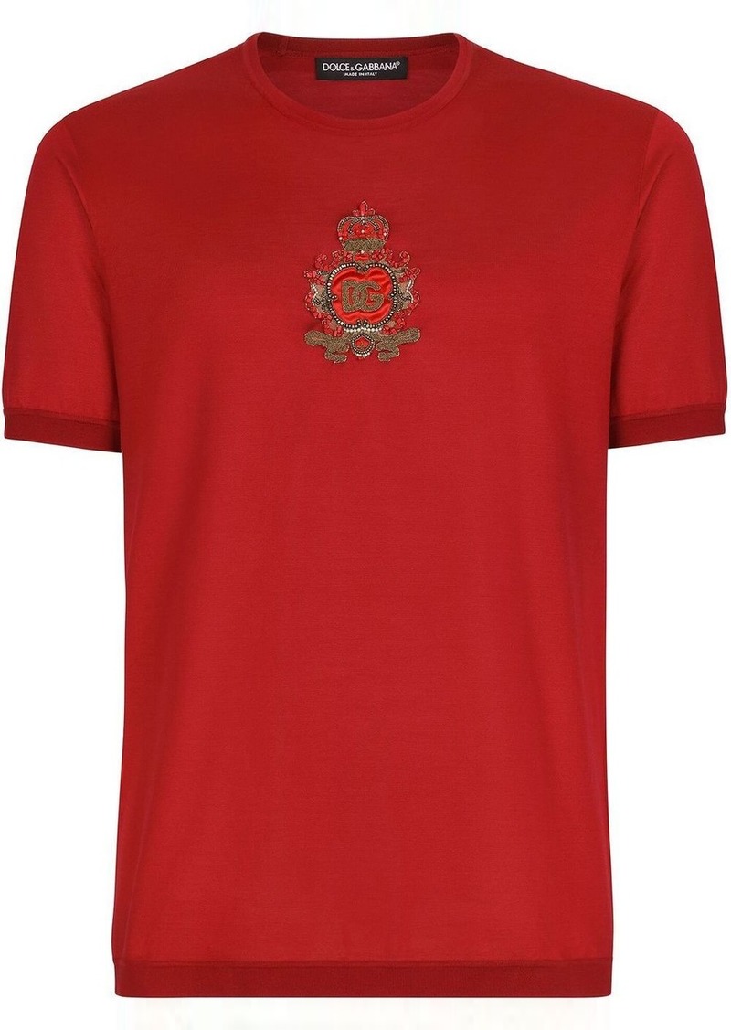 Dolce & Gabbana heraldic-patch silk T-shirt