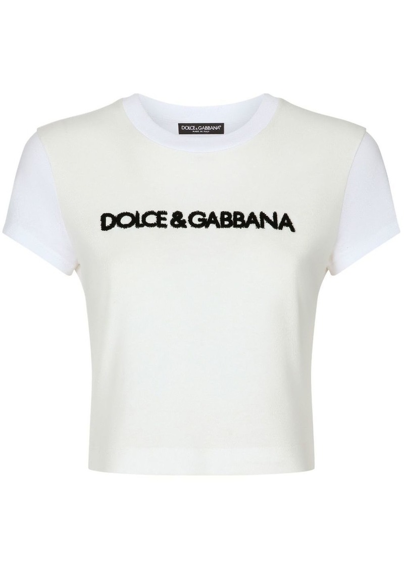 Dolce & Gabbana logo-embroidered stretch-cotton T-shirt