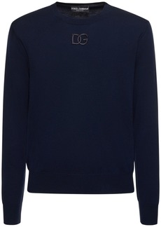 Dolce & Gabbana Logo Embroidered Wool Crewneck Sweater