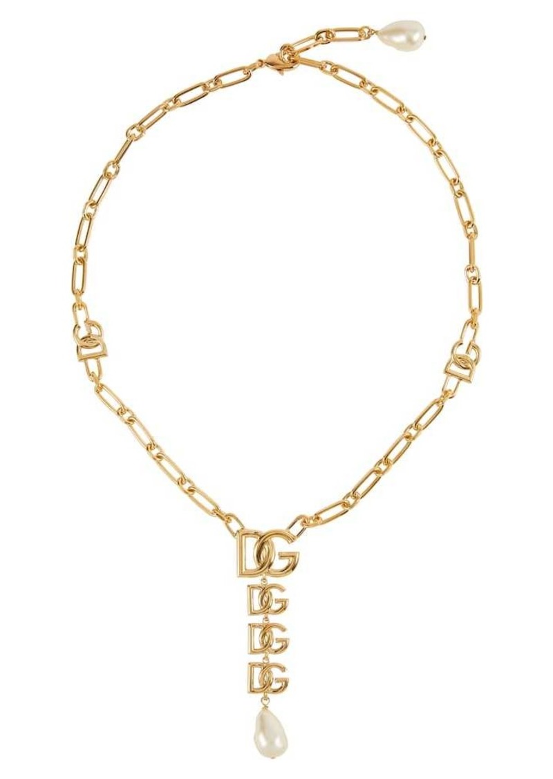 Dolce & Gabbana DG faux pearl pendant necklace