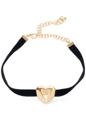 Dolce & Gabbana Logo Heart Velvet Choker