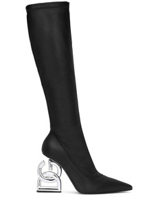 Dolce & Gabbana logo-heel knee-high boots