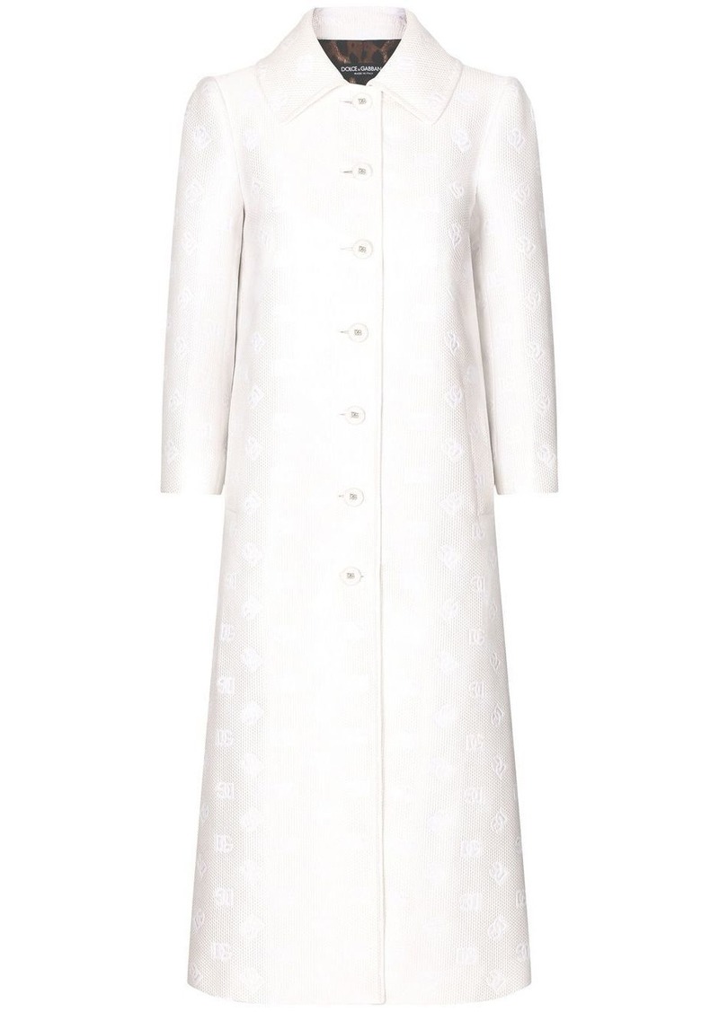 Dolce & Gabbana DG-logo jacquard single-breasted coat