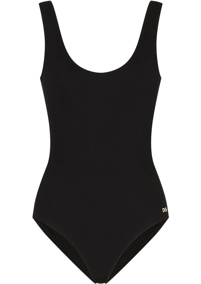 Dolce & Gabbana logo-tag scoop-back swimsuit