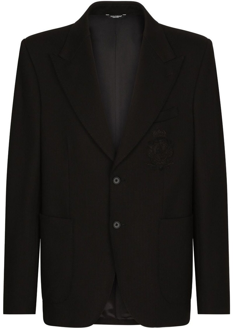 Dolce & Gabbana heraldic-patch single-breasted blazer