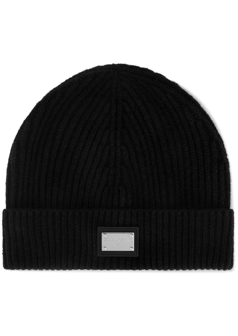 Dolce & Gabbana logo-tag cashmere-wool beanie