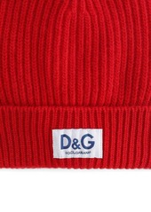 Dolce & Gabbana logo-patch ribbed-knit beanie