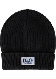 Dolce & Gabbana logo-patch ribbed-knit beanie