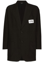 Dolce & Gabbana logo-patch silk-cotton blazer