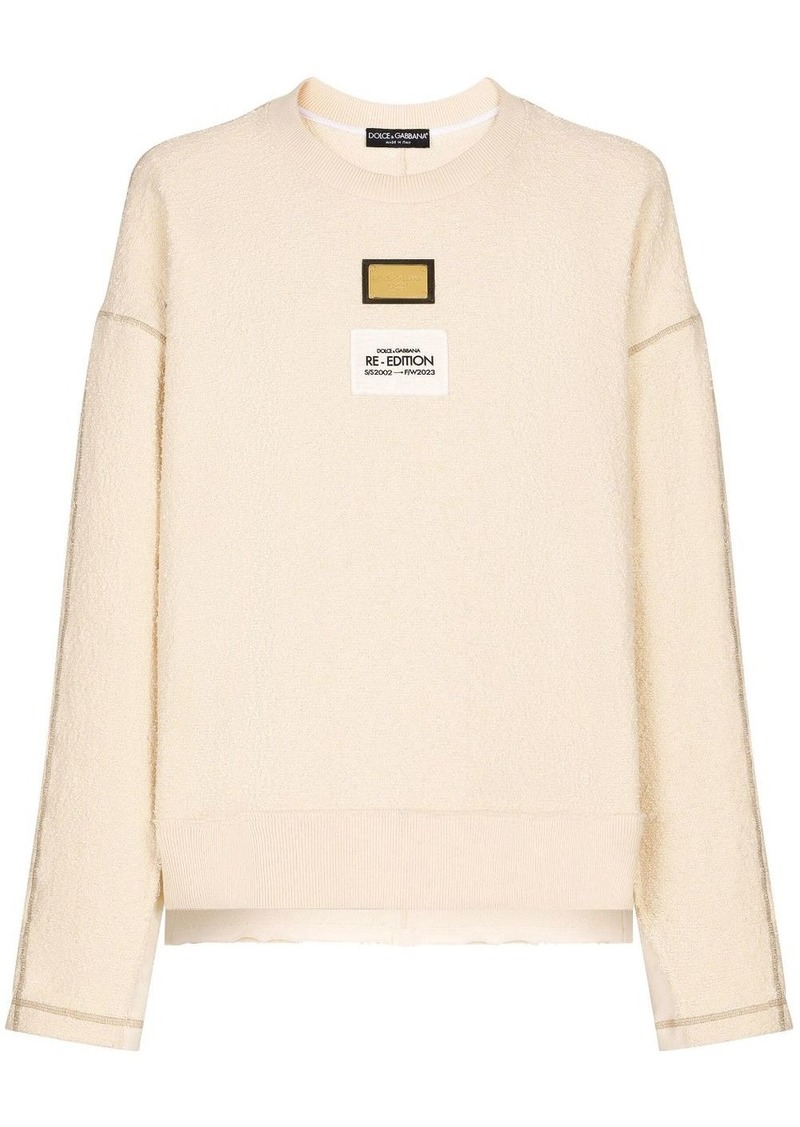 Dolce & Gabbana logo-patch textured sweatshirt