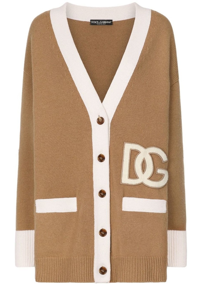 Dolce & Gabbana logo-patch virgin wool cardigan