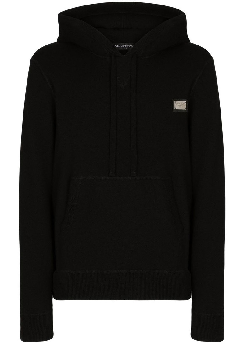 Dolce & Gabbana logo-tag wool-cashmere hoodie