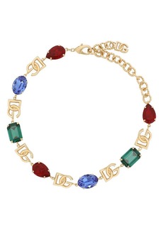 Dolce & Gabbana logo-plaque crystal-embellished necklace