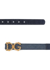 Dolce & Gabbana logo-plaque denim belt