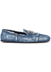 Dolce & Gabbana logo-tag patchwork-denim loafers