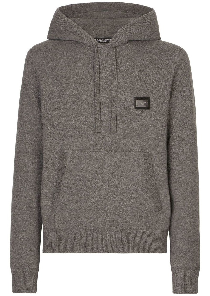 Dolce & Gabbana logo-tag wool-cashmere hoodie