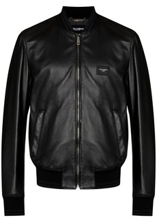 Dolce & Gabbana logo-plaque leather bomber jacket