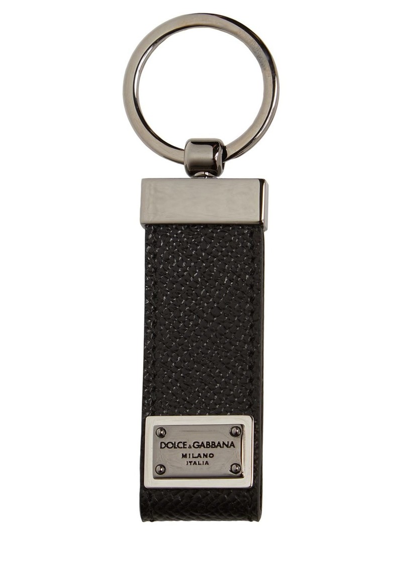 Dolce & Gabbana Logo Plaque Leather Key Ring