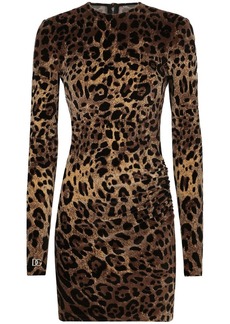 Dolce & Gabbana logo-plaque leopard-print dress