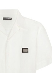 Dolce & Gabbana logo-plaque linen shirt