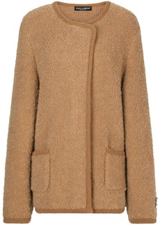 Dolce & Gabbana logo-plaque off-centre knitted coat