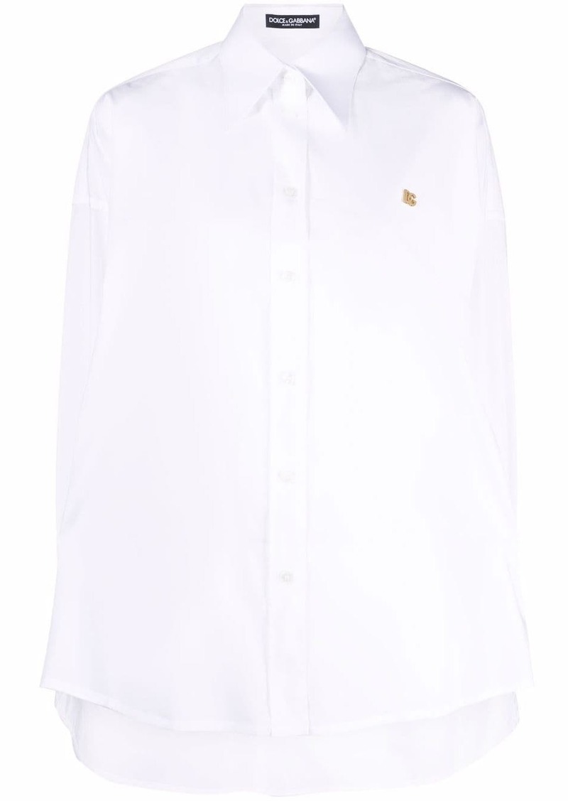 Dolce & Gabbana logo-plaque oversized cotton shirt