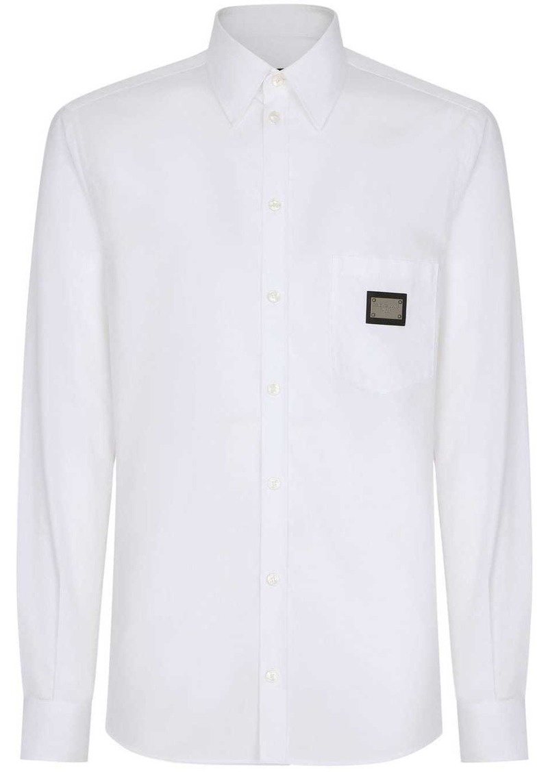 Dolce & Gabbana Martini-fit logo-tag cotton shirt