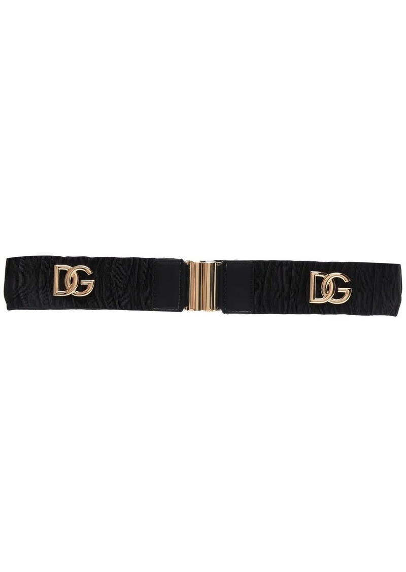 Dolce & Gabbana logo-plaque ruched belt