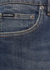 Dolce & Gabbana Logo Plaque Sashed Stretch Denim Shorts