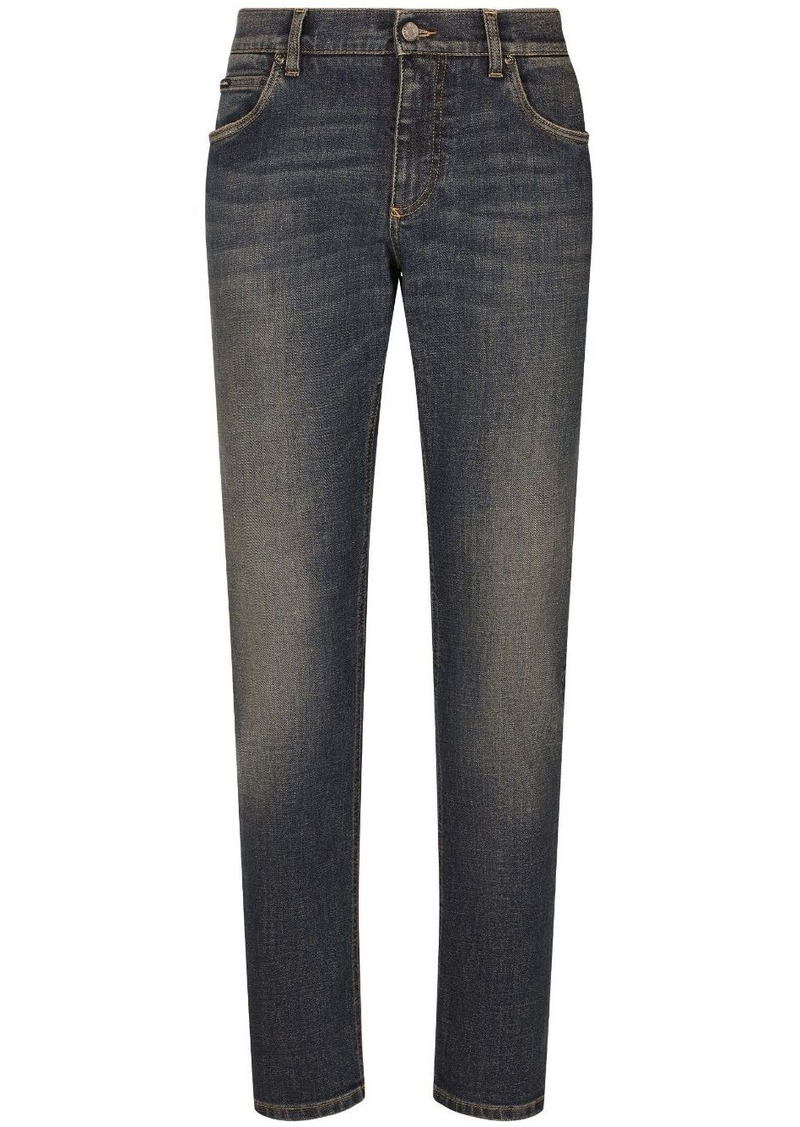 Dolce & Gabbana logo-plaque slim-cut jeans