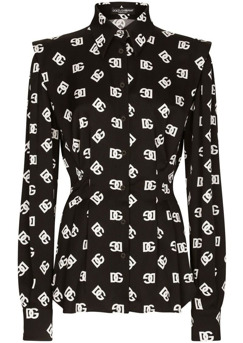 Dolce & Gabbana DG-logo stretch-silk shirt