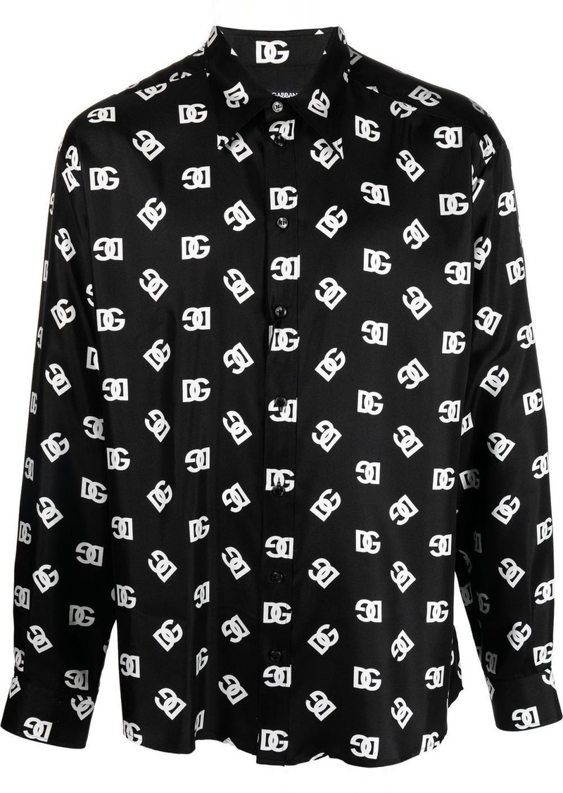 Dolce & Gabbana logo-print silk shirt