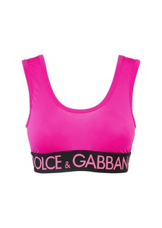 Dolce & Gabbana Logo Stretch Jersey Crop Top