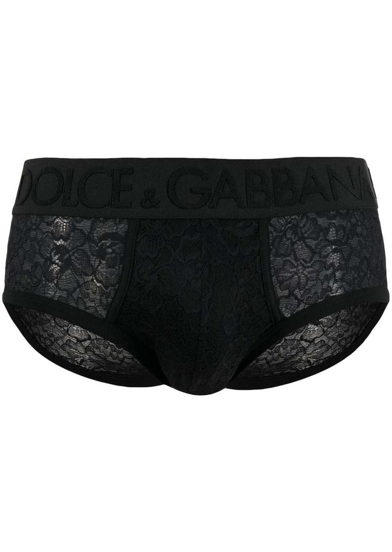 Dolce & Gabbana logo-waistband lace boxers