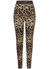 Dolce & Gabbana logo-waistband leopard-print leggings