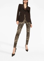 Dolce & Gabbana logo-waistband leopard-print leggings