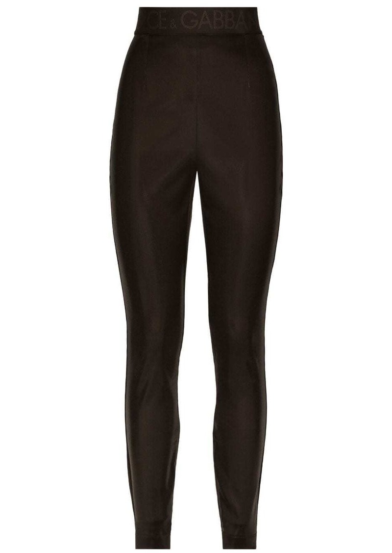 Dolce & Gabbana logo-waistband satin leggings