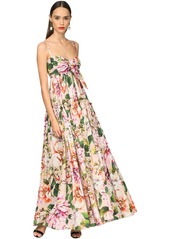 Dolce & Gabbana Long Flower Print Cotton Poplin Dress
